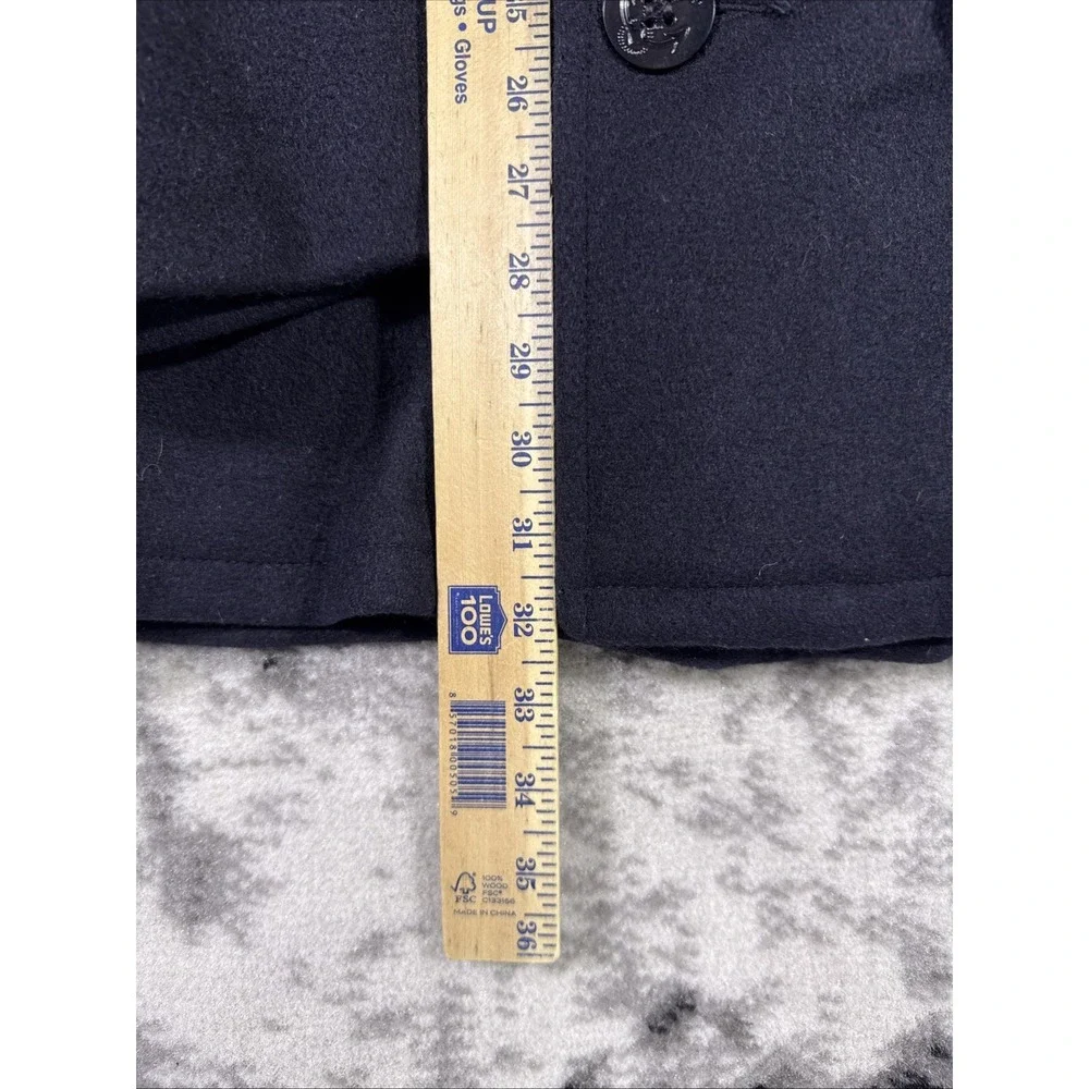 Fox Knapp Pea Coat Mens Size 42‎ Black Naval Buttons Officer City Wool Old Money